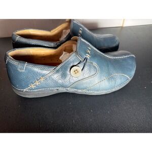 Clarks Unstructured Un Loop Navy Leather Slip On Loafers Womens 10